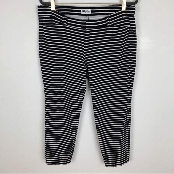 black and white horizontal striped pants